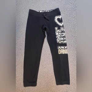 Justice Athletic Joggers Girls Size 5 Black And Gold Cheetah Print Dance Pants